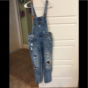 Forever 21 Distressed Overall Bib Jeans Size 25